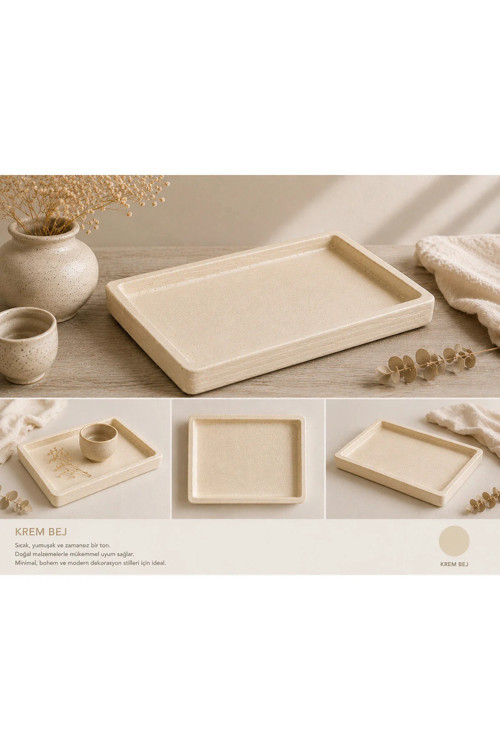 Wabi Sabi Tarz Dekoratif Tepsi 20x27