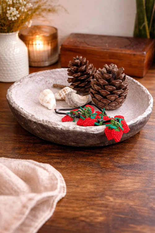 El Yapımı Dekoratif & Çok Amaçlı Sunum Tabağı 25x25 cm Kırılmaz Şık Servis Tabağı