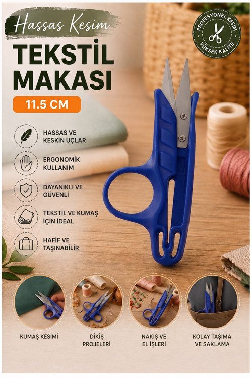 Mavi Tekstil Makası İplik Temizleme 1 Adet Starline Paslanmaz Çelik Keskin Terzi Dikiş Makası Olta Misina Makası