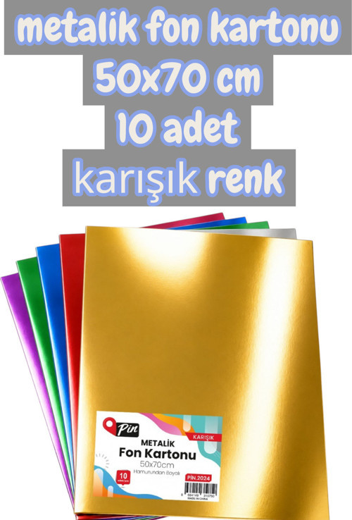 karışık renk metalik fon kartonu 50x70 cm 10 adet