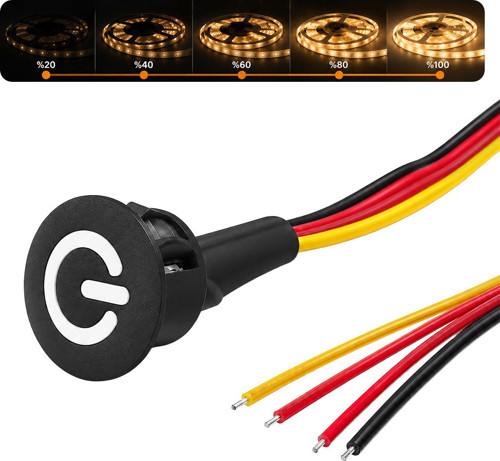 PM-30787 12V DC 10Mm Gömme Dokunmatik LED Dimmer Kontrolcüsü Switch Buton Siyah