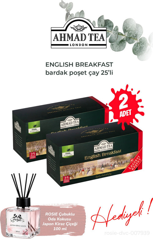 English Breakfast 25'li Bardak Poşet Çay 2 paket ve Oda Kokusu