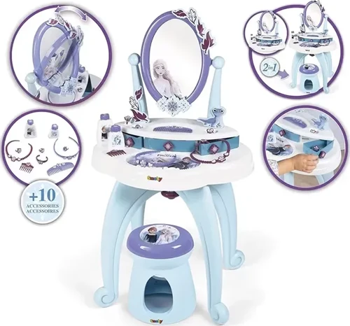 Frozen 2'si 1 Arada Güzellik Masası – Elsa ve Anna Temalı Makyaj ve Kuaför Seti
