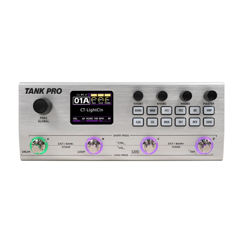TANK PRO ELEKTRO VE BASS GİTAR İÇİN ŞARJLI MULTİ FX PEDALI