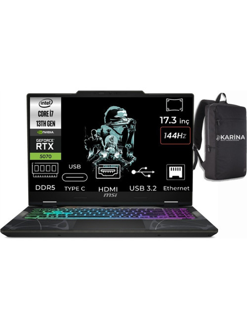 CYBORG 17 Intel Core i7 13620H B13WGKG-251XTR-K15 16GB 2TB RTX5070 8GB W11Pro 17.3" FHD 144Hz Gaming Laptop & Karina Çanta