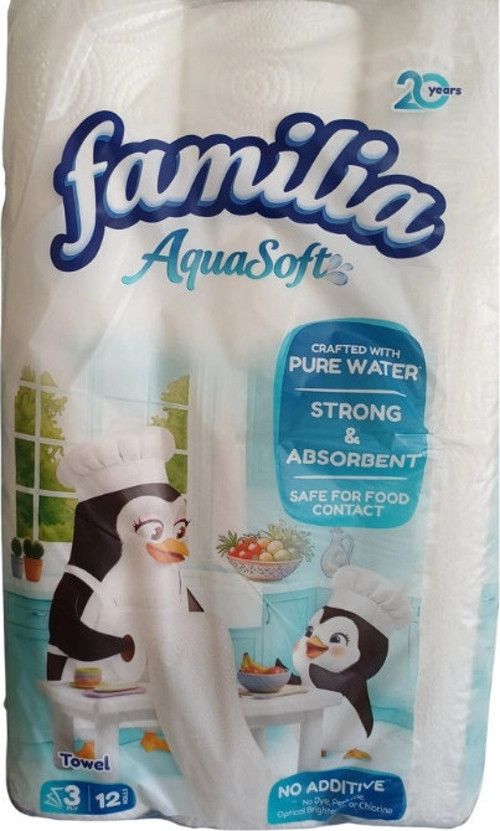 Rulo Havlu Saf Su Dokunuşu 3 KatlıI 2x12'li 24 Rulo