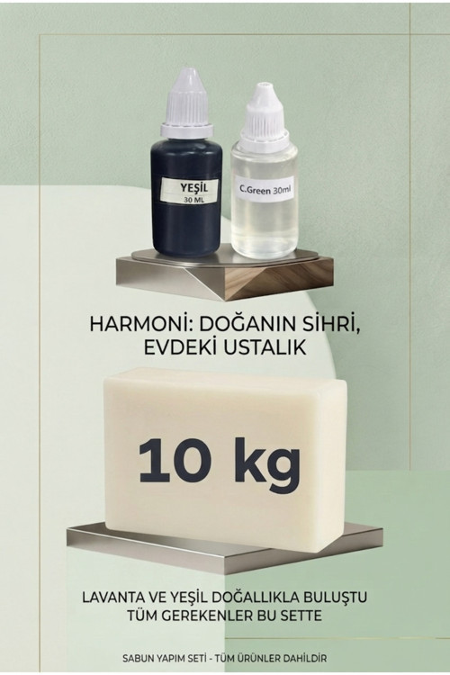 Kendi Sabununu Yap! 10 KG Opak Sabun Bazı + C.Green Esansı +Yeşil Boya