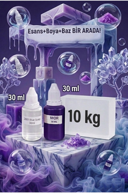 Kendi Sabununu Yap! 10 KG Şeffaf Sabun Bazı + Blue Soap Esansı +Mor Boya