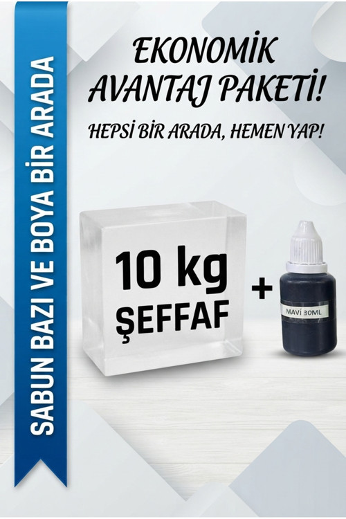 10 KG Şeffaf Sabun Bazı +Mavi Sabun Boyası – Ekonomik Avantaj Paketi