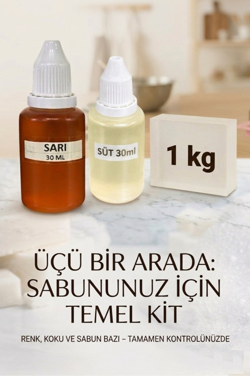 Süt Esansı & Sarı Boya & Sabun Bazı 1 KG Yapım Seti