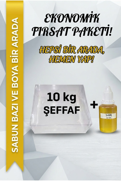 10 KG Şeffaf Sabun Bazı + 30 ML Sarı Sabun Boyası Seti Hobi ve Sabun Yapımı