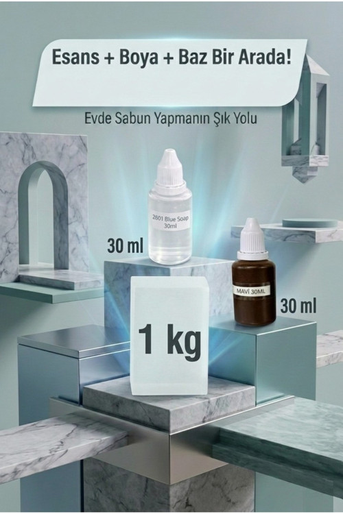 Blue Soap Esans & Mavi Boya & Sabun Bazı 1 KG Yapım Seti