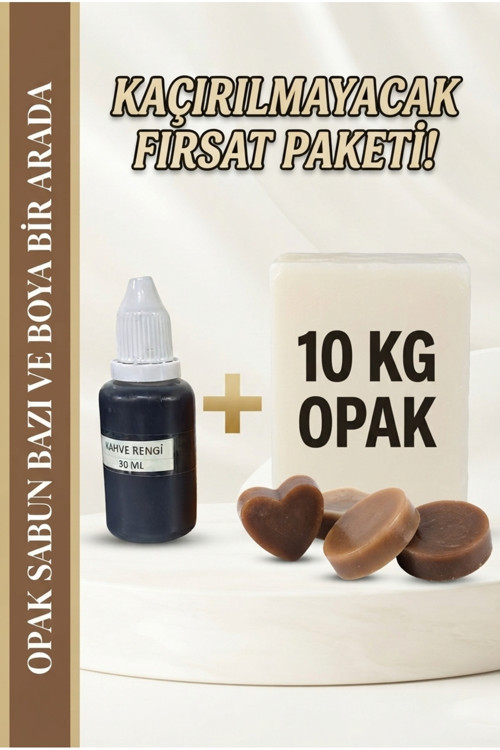 10 KG Opak Sabun Bazı + 30 ML Kahve Rengi Sabun Boyası – Kahve Tonlarında Sabunlar İçin İkili Avantaj Paketi