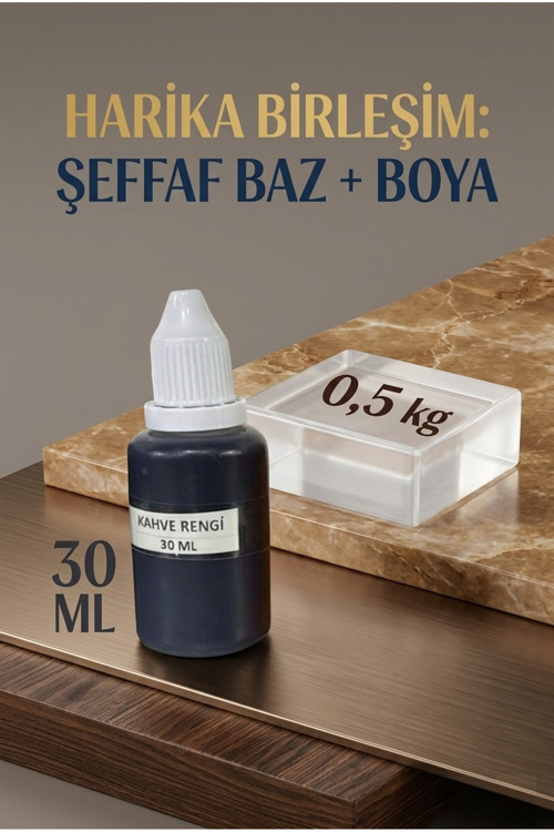 Şeffaf Sabun Bazı 500 gr + Kahverengi Sabun Boyası 30 ml El Yapımı Sabun Seti Hobi Seti