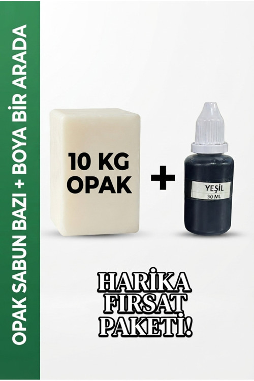 10 KG Opak Sabun Bazı + 30 ML Yeşil Sabun Boyası Hobi Seti