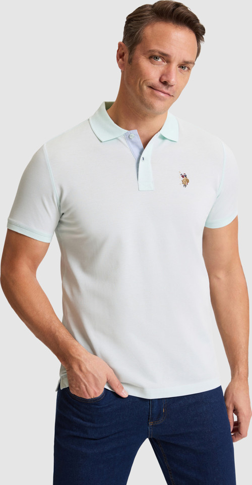 Erkek Su Yeşili Regular Fit Polo Yaka Basic Tişört50324937-VR083