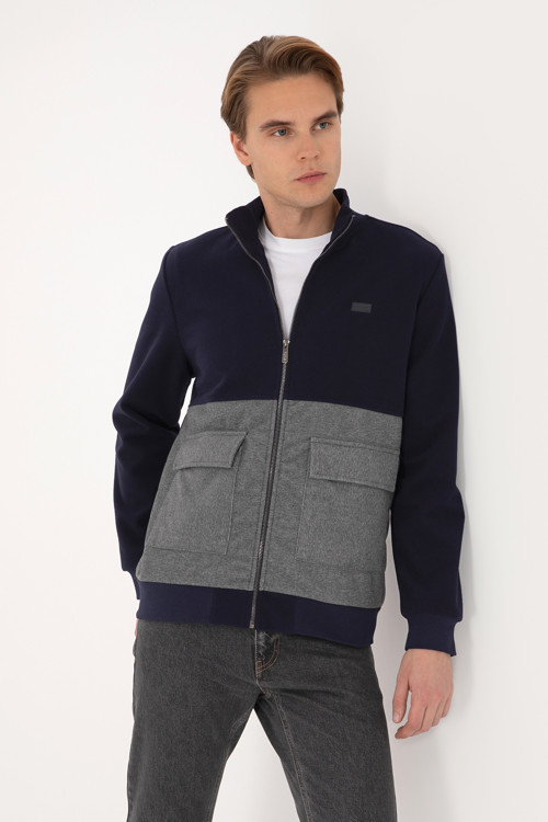 Erkek Regular Fit Lacivert Fermuarlı Örme Hırka50309982-VR033