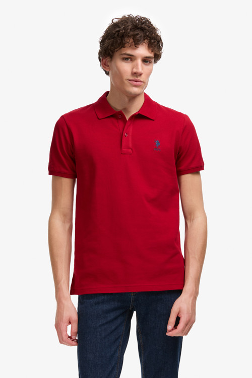 Erkek Slim Fit Polo Yaka Bordo Basic Tişört50322304-VR014