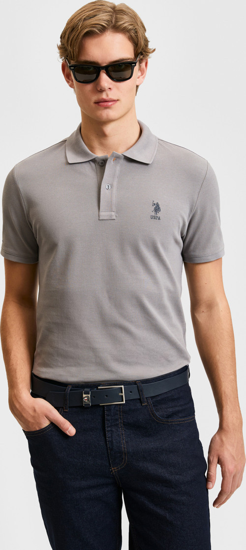 Erkek Slim Fit Polo Yaka Gri Basic Tişört50322304-VR024