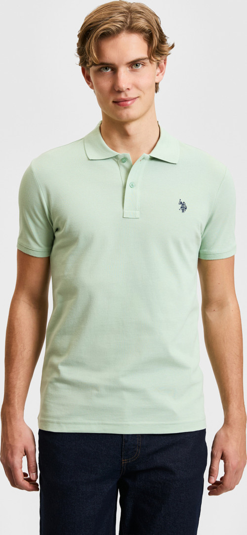 Erkek Slim Fit Polo Yaka Su Yeşili Basic Tişört50322347-VR048