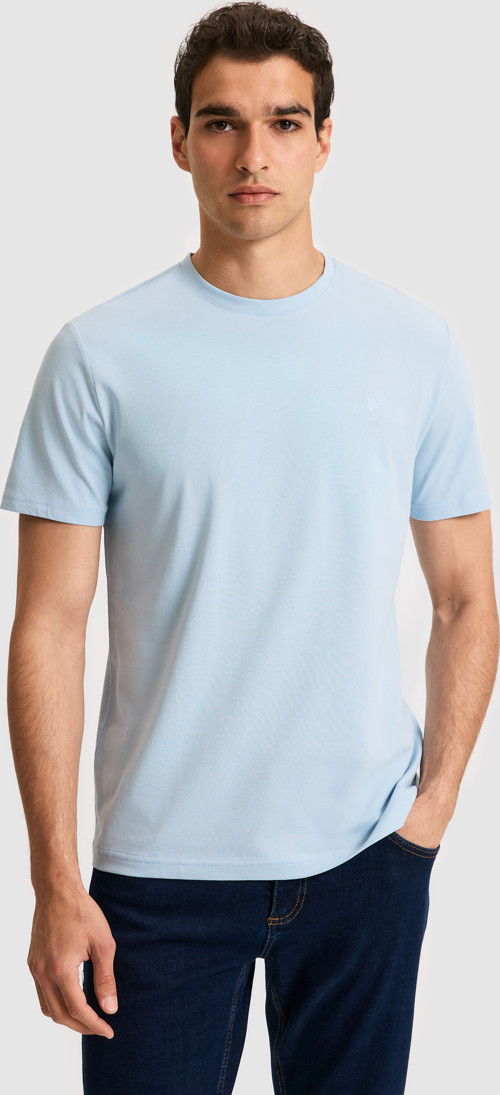 Erkek Regular Fit Bisiklet Yaka Açık Mavi Basic Tişört50326953-VR003