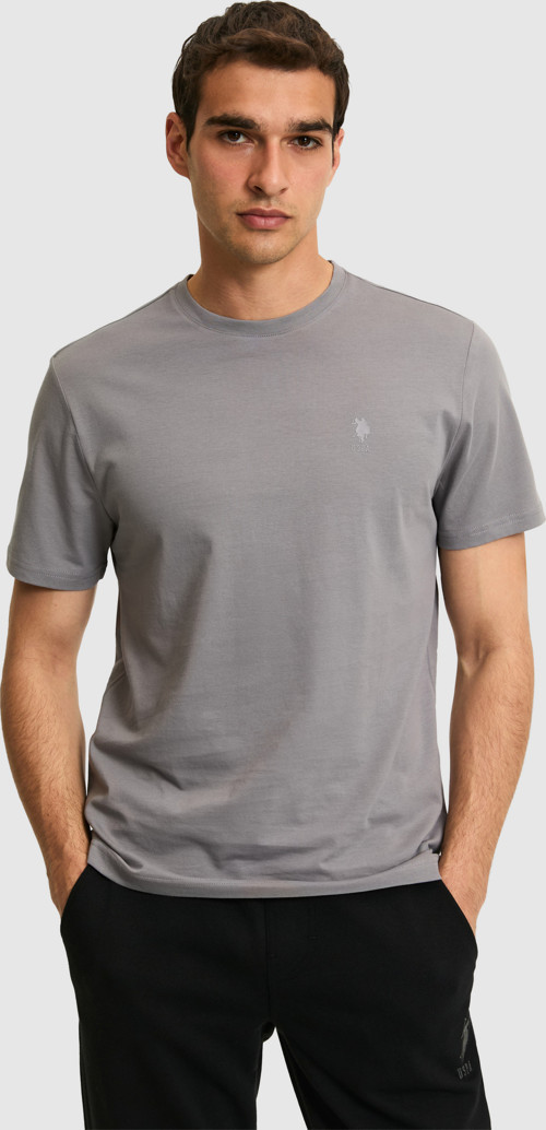 Erkek Regular Fit Bisiklet Yaka Gri Basic Tişört50326953-VR024