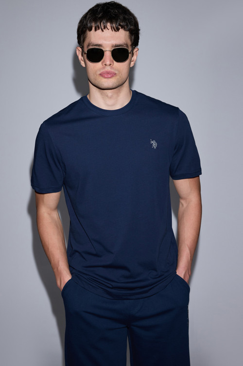 Erkek Lacivert Regular Fit Bisiklet Yaka Basic Tişört50322312-VR033