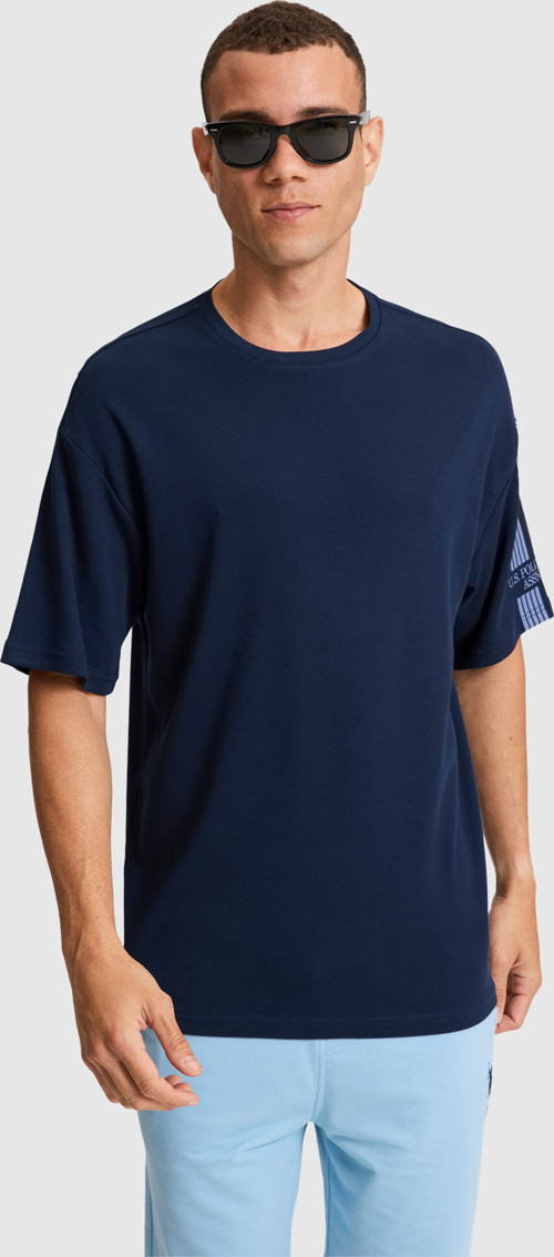 Erkek Lacivert Comfort Fit Bisiklet Yaka Tişört50327013-VR033