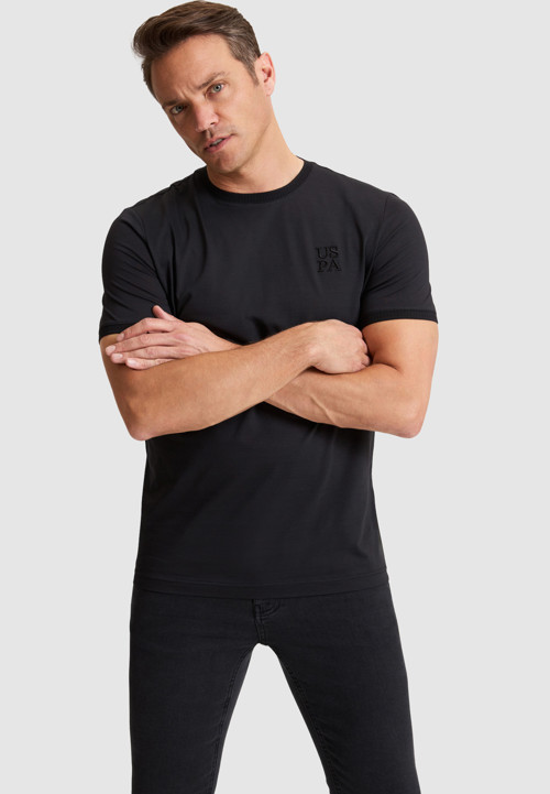 Erkek Siyah Regular Fit Bisiklet Yaka Tişört50325306-VR046