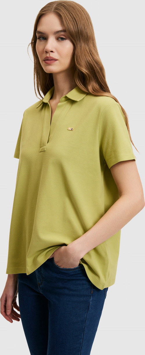 Kadın Yeşil Polo Yaka Basic Tişört50323447-VR016
