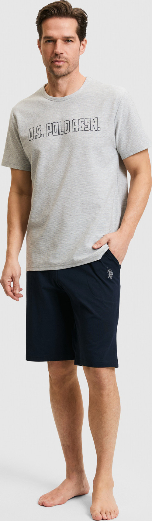 Erkek Açık Gri Melanj Pijama Takımı50326150-VR091