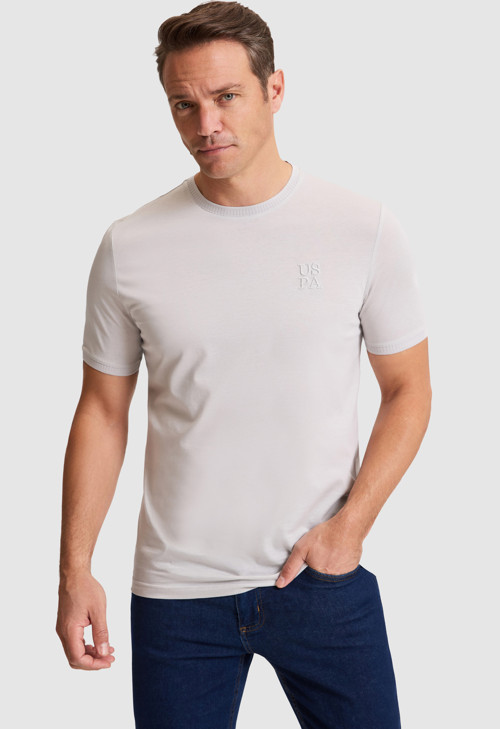 Erkek Açık Gri Regular Fit Bisiklet Yaka Tişört50325306-VR001