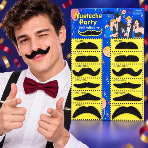 Mey İthalat® 12’li Yapışkanlı Kostüm ve Parti Bıyığı