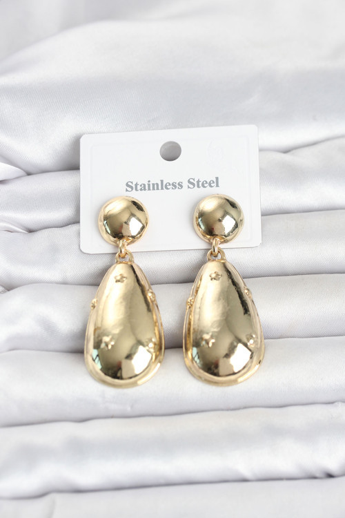 316L Çelik Gold Renk Damla Model Kadın Küpe TJ-BKP11830