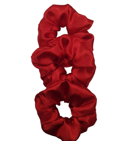 Saten Saç Tokası Scrunchie Toka 3 Adet (kırmızı5)