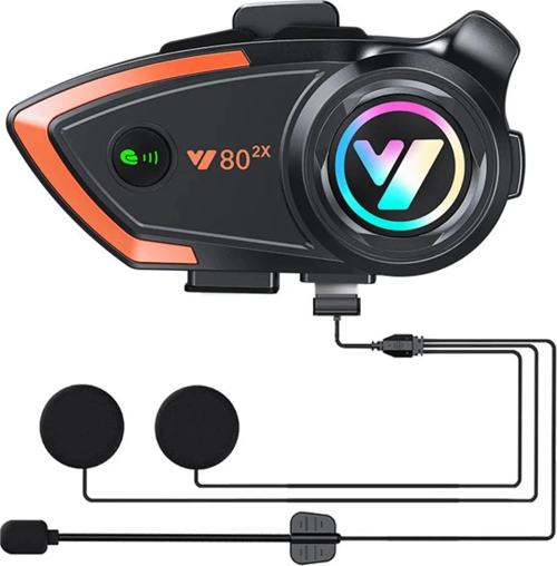 zeyta12 Yeni Model Y80-2x Motosiklet İntercom 2 Kişilik Bağlantı Rgb Işıklı Bluetooth Kulakl�