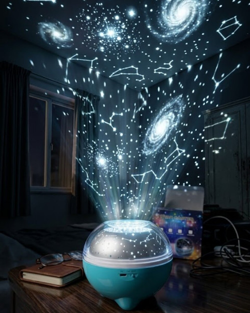 Bluetooth Hoparlörlü Yıldız Projeksiyon Gece Lambası Uzaktan Kumandalı ve Dön - TEOLSA2258-6