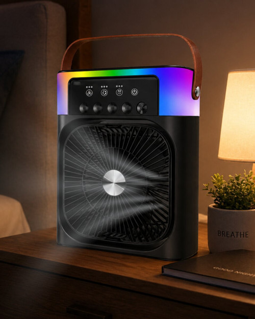USB Şarjlı Masaüstü Sprey Fan Taşınabilir Serinletici RGB Işıklı Mini Klima - TEOLSA1828-2