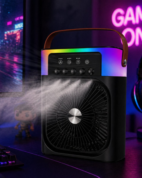Taşınabilir Mini Klima Nemlendirici Fan RGB Led Aydınlatmalı USB Fan - TEOLSA2914-3579
