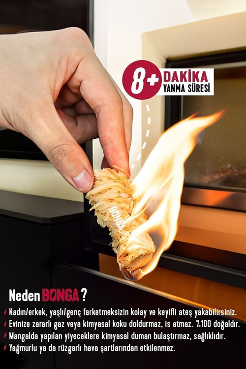 Mangal Ve Ateş Tutuşturucu 10 Adet 140 gr - Jel Ve Çıra Alternatifi Doğal Odun Yünü