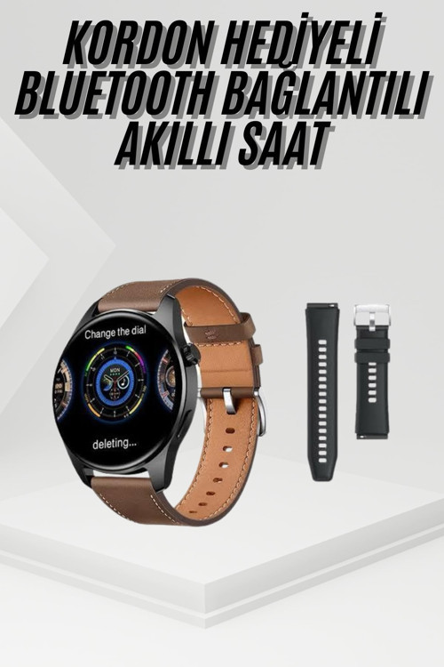 popüler Akıllı Saat Yuvarlak Ekran Sesli Görüşme Özellikli Siyah Akıllı Unisex Kol Saati 20