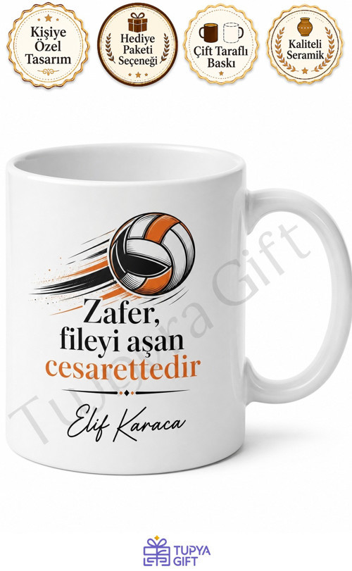 Voleybolcuya Hediye İsme Özel Baskılı Kupa Bardak Voleybol Temalı