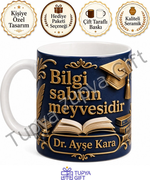 Doktora Mezuniyeti Hediyesi İsme Özel Baskılı Kupa Bardak PhD Hatıra Hediye