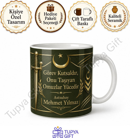 Astsubaya Hediye Kişiye Özel Baskılı Kupa Bardak Astsubay Özel Tasarım