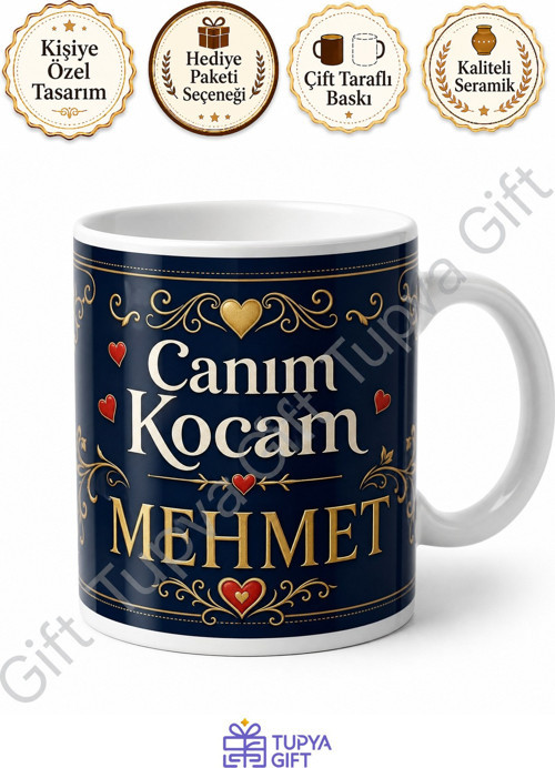 Kocaya Hediye İsme Özel Sublimation Kupa Bardak Eşe Özel Baskılı Mug