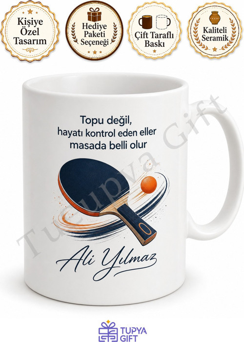 Masa Tenisi Oyuncusuna Hediye Baskılı Kupa Bardak Özel Tasarım
