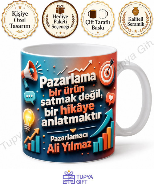 Pazarlamacıya Hediye İsme Özel Baskılı Kupa Bardak Pazarlama Hediyesi