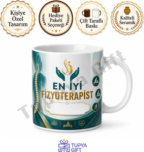 Fizyoterapiste Hediye İsimli Baskılı Kupa Bardak Özel Tasarım Fizyoterapi Hediyesi