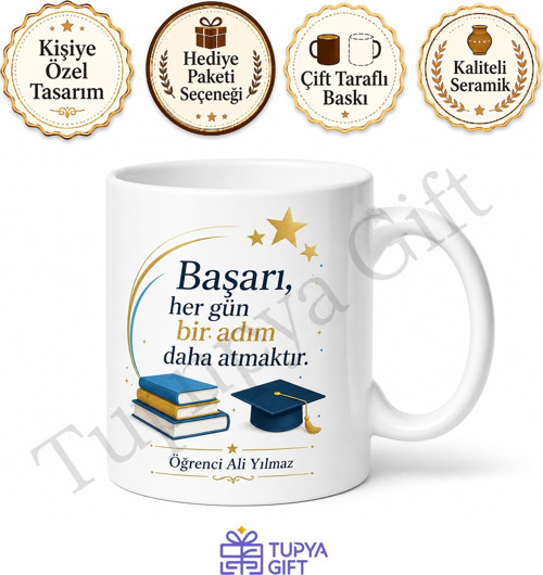 Öğrenciye Motivasyon Hediyesi Baskılı Kupa Bardak Özel Tasarım Hediye