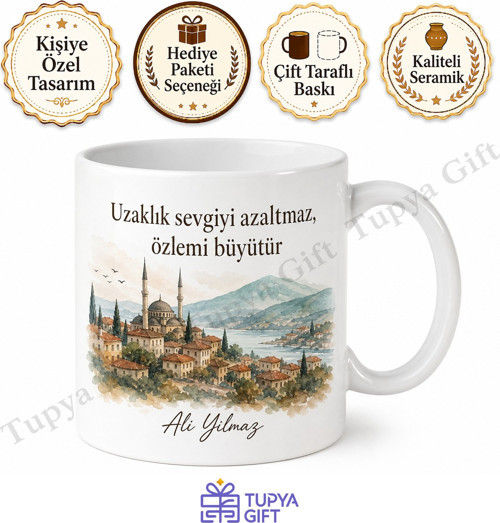 Gurbetçiye Hediye Kişiye Özel Baskılı Kupa Bardak Yurt Dışı Hatıra